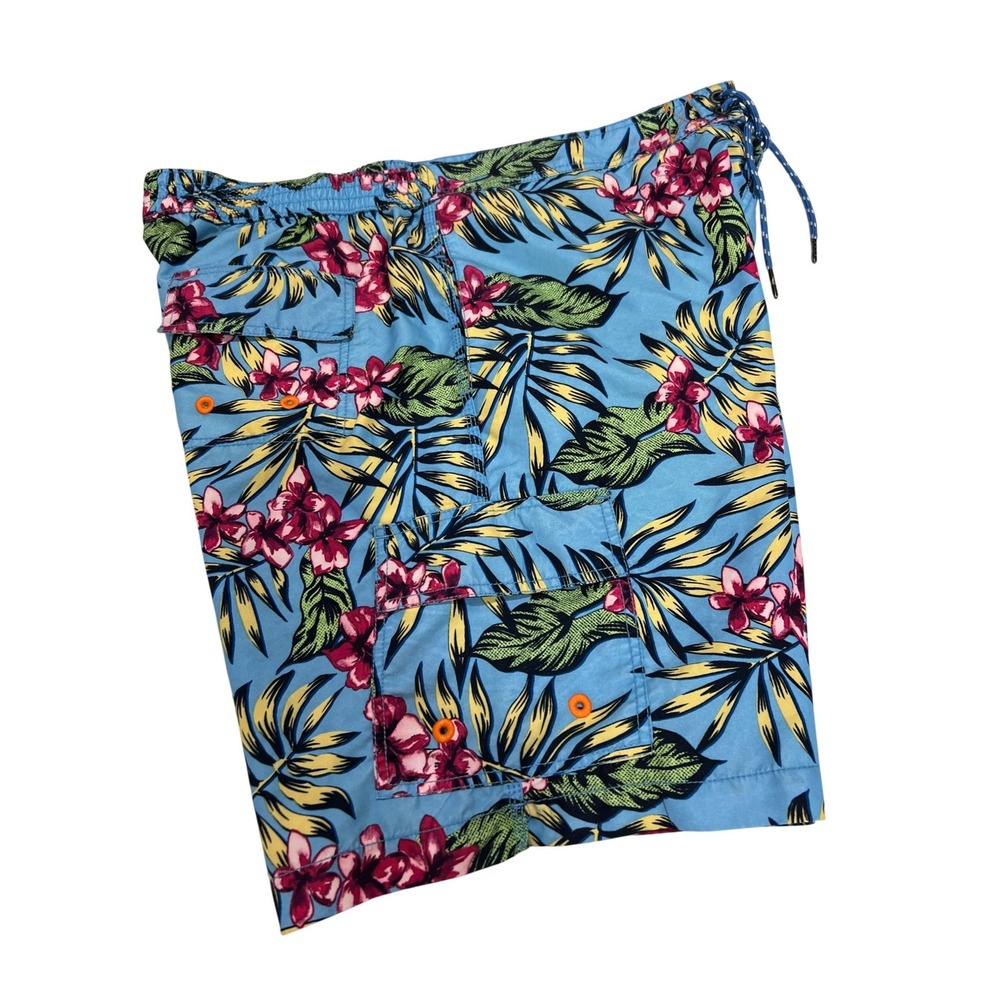 Tommy Bahama Swim Trunk Men XL Blue Floral Tropical Cargo Pocket Board Short F25